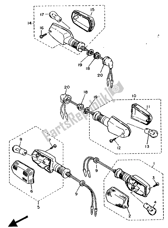 Toutes les pièces pour le Lumière Clignotante du Yamaha FZR 750R 1990