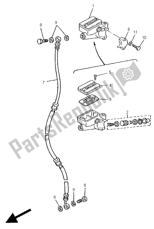 All parts for the Front Master Cylinder (up Handle) of the Yamaha XV 535 S Virago 1997