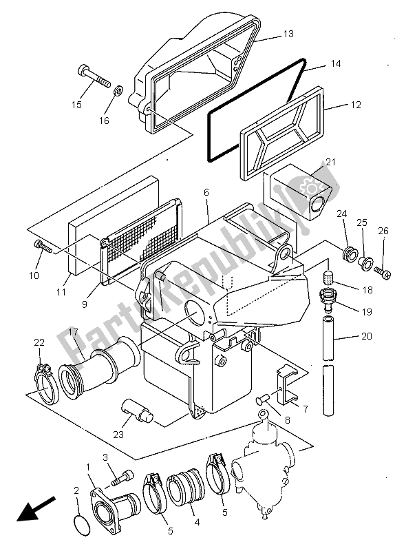 All parts for the Intake of the Yamaha SR 125 1997