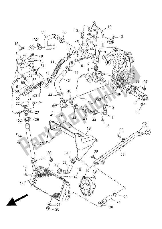 Toutes les pièces pour le Tuyau De Radiateur du Yamaha YP 400R 2014