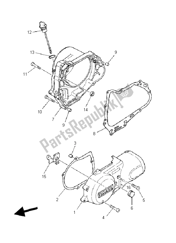 All parts for the Crankcase Cover 1 of the Yamaha YFM 80R 2005