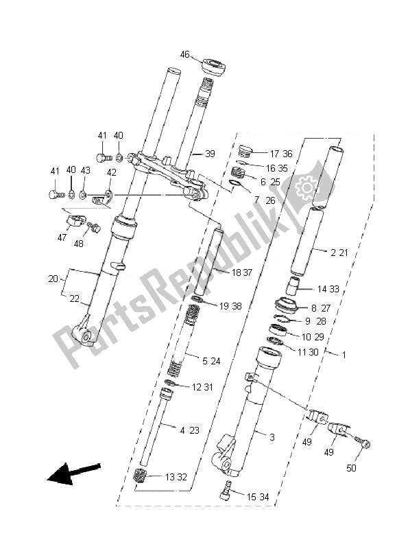 Tutte le parti per il Forcella Anteriore del Yamaha TT R 110E 2010