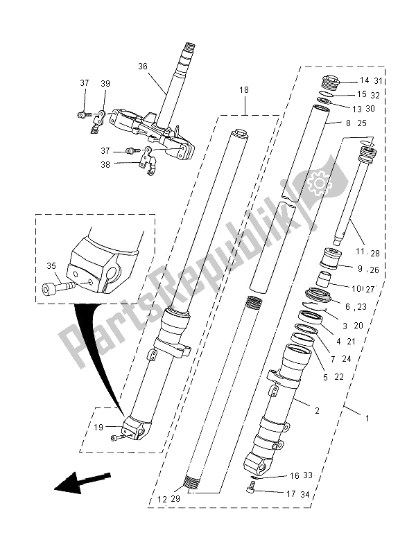 Tutte le parti per il Forcella Anteriore del Yamaha XT 660X 2007