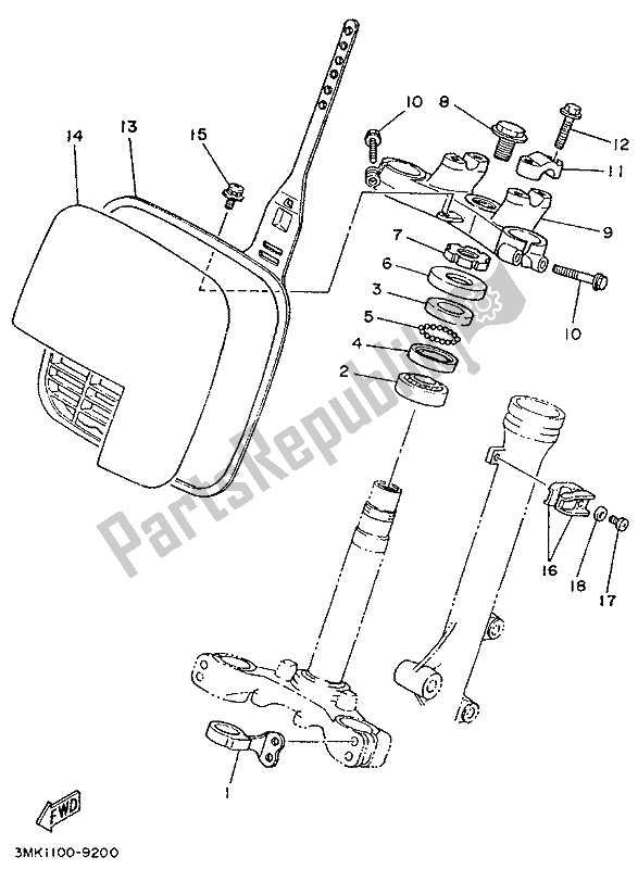 All parts for the Steering of the Yamaha YZ 80 1989