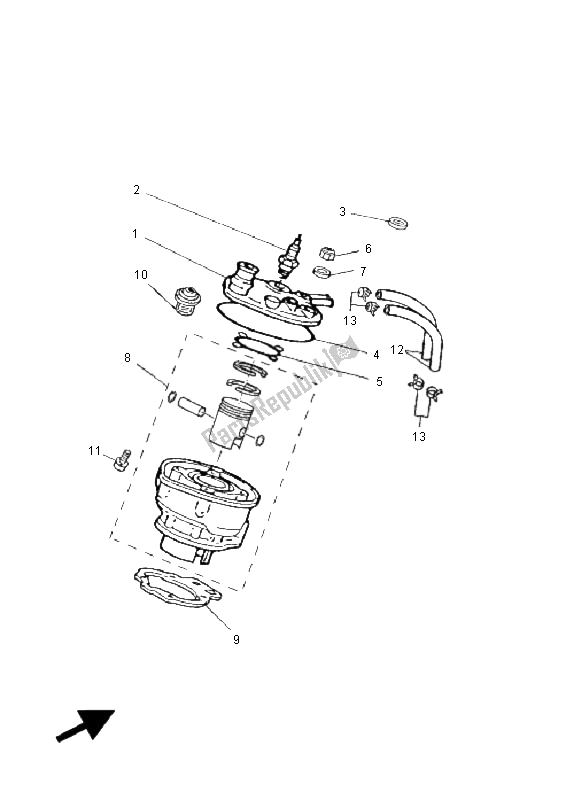 Todas as partes de Cilindro do Yamaha TZR 50 2008