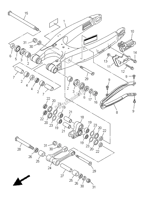 Todas las partes para Brazo Trasero de Yamaha YZ 250 FX 2015