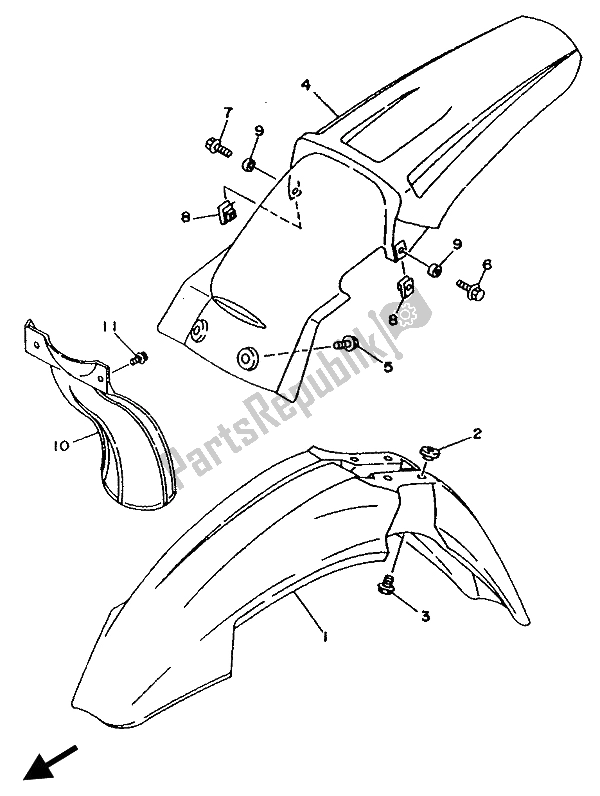 All parts for the Fender of the Yamaha YZ 125 LC 1993