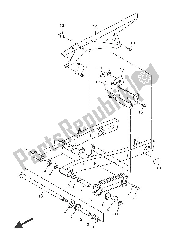 All parts for the Rear Arm of the Yamaha XJ6 FA 600 2016