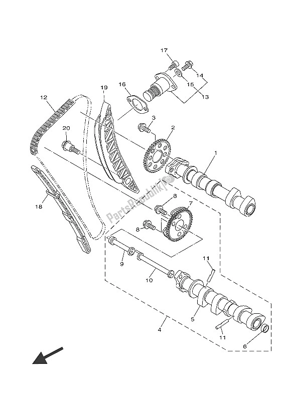 All parts for the Camshaft & Chain of the Yamaha MT-07 A 700 2016