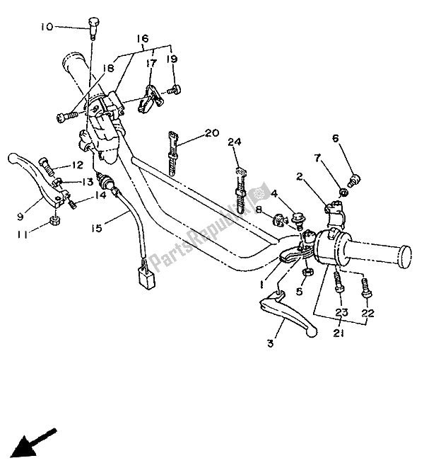 All parts for the Handle Switch & Lever of the Yamaha DT 125R 1994