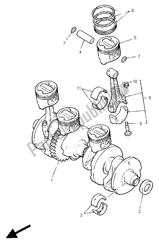 Toutes les pièces pour le Vilebrequin Et Piston du Yamaha XJR 1200 1998