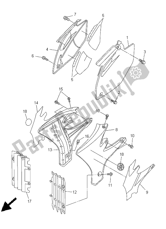 Todas las partes para Cubierta Lateral de Yamaha YZ 250F 2005