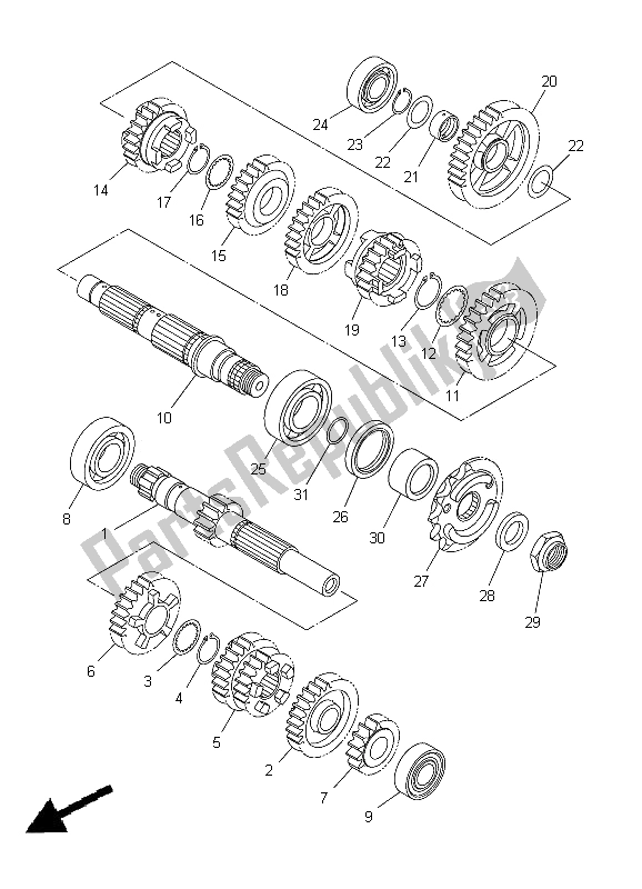 Todas las partes para Transmisión de Yamaha WR 250R 2012