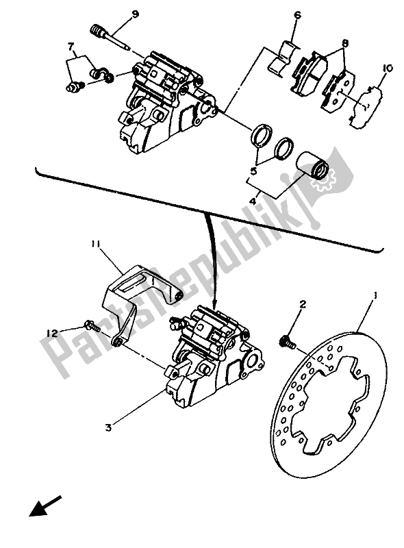 All parts for the Rear Brake Caliper of the Yamaha WR 250Z 1994