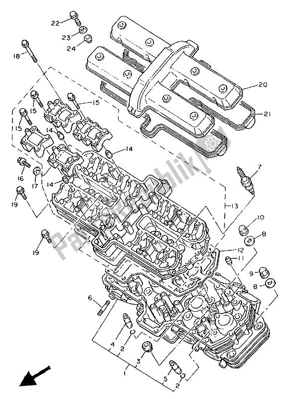 Alle onderdelen voor de Cilinderkop van de Yamaha FZR 1000 1992