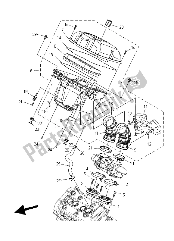 All parts for the Intake of the Yamaha XT 1200Z 2010