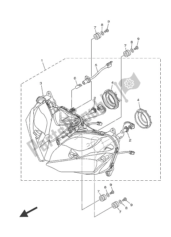 All parts for the Headlight of the Yamaha YZF R3A 300 2016