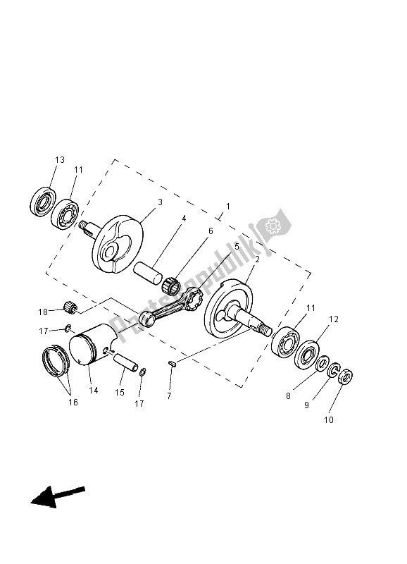 All parts for the Crankshaft & Piston of the Yamaha PW 50 2004