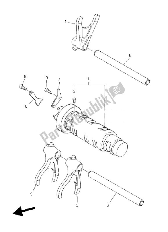 All parts for the Shift Cam & Fork of the Yamaha XJ6 FA 600 2010