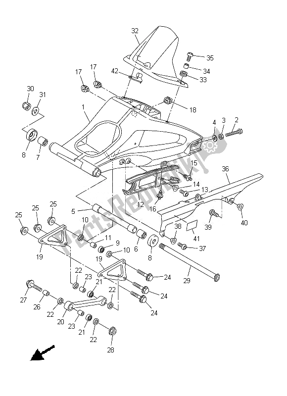 All parts for the Rear Arm of the Yamaha FZ8 N 800 2013