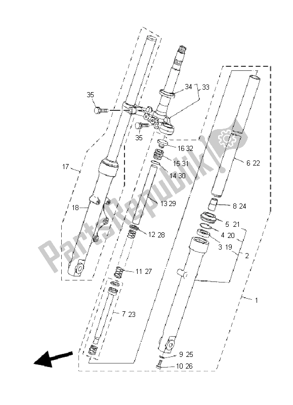 All parts for the Front Fork of the Yamaha YB 125 SPD 2008