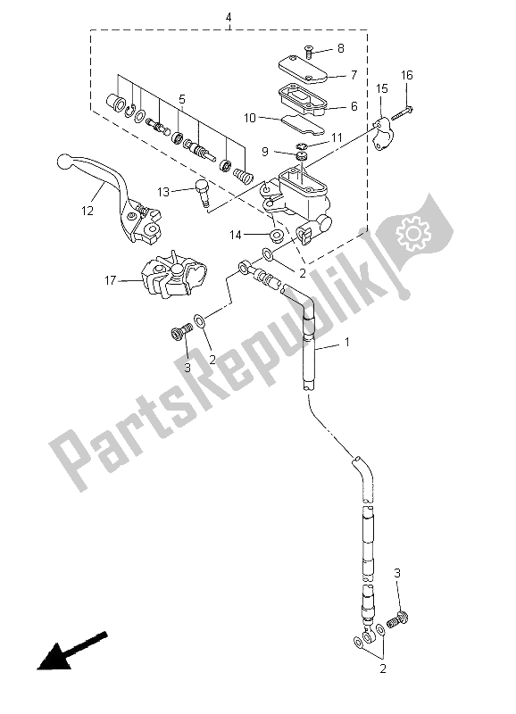 Tutte le parti per il Pompa Freno Anteriore del Yamaha YZ 250F 2012