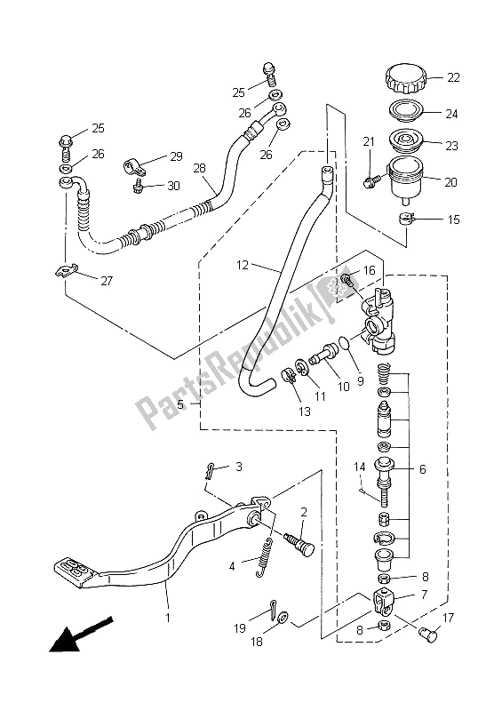 Todas as partes de Cilindro Mestre Traseiro do Yamaha XTZ 660 Tenere 1996