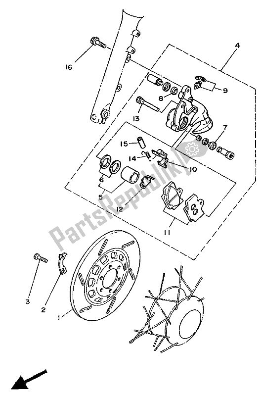 Wszystkie części do Zacisk Hamulca Przedniego Yamaha XV 250 Virago 1992