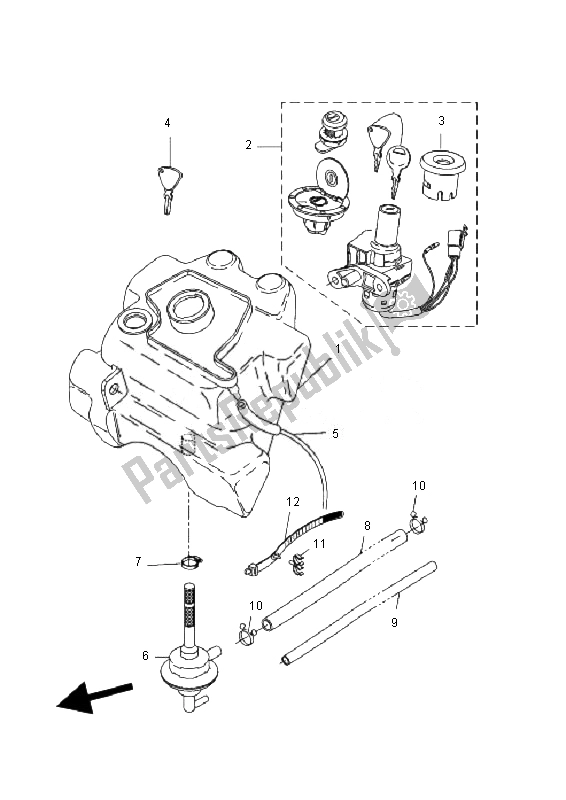 All parts for the Fuel Tank of the Yamaha YQ 50 Aerox 2010