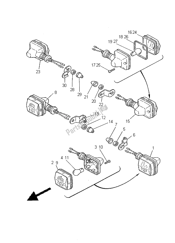 All parts for the Flasher Light of the Yamaha DT 125R 2000