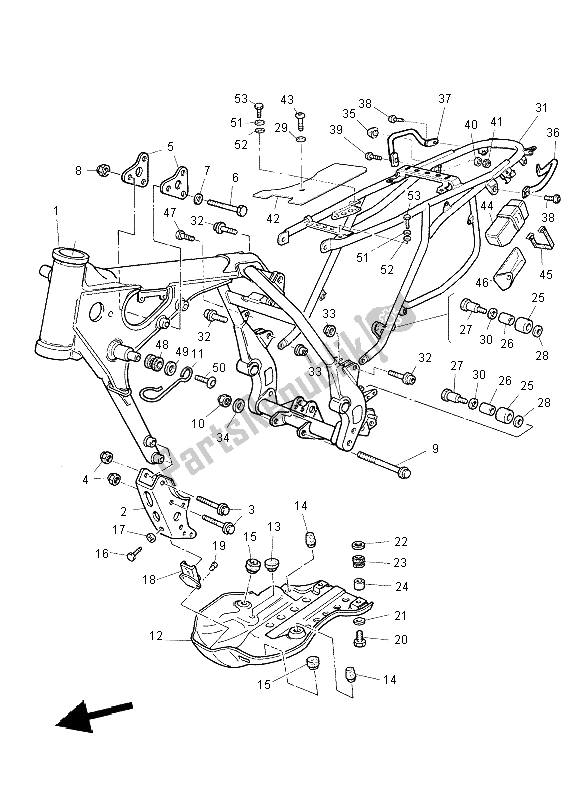 All parts for the Frame of the Yamaha TT 600 RE 2004