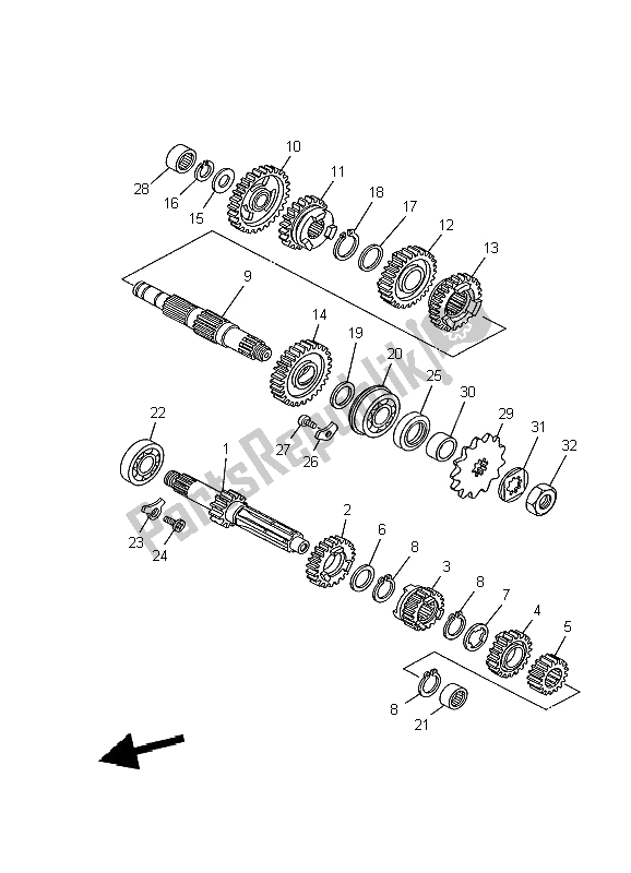 Todas las partes para Transmisión de Yamaha YZ 125 2002