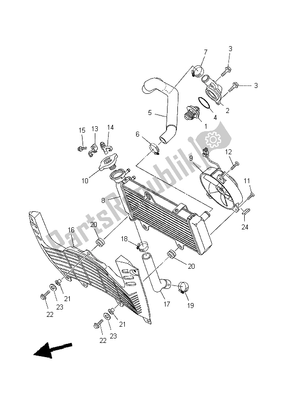 Alle onderdelen voor de Radiator Slang van de Yamaha XT 660R 2009