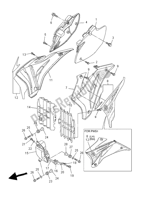 Wszystkie części do Pokrywa Boczna I Zbiornik Oleju Yamaha YZ 250F 2008