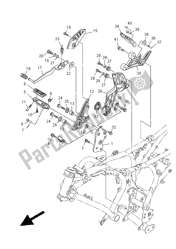 All parts for the Stand & Footrest 2 of the Yamaha MT 07A 700 2014
