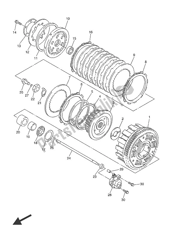 All parts for the Clutch of the Yamaha FJR 1300 AS 2016