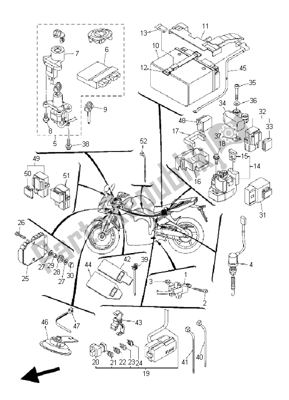 All parts for the Electrical 2 of the Yamaha FZ1 SA Fazer 1000 2008