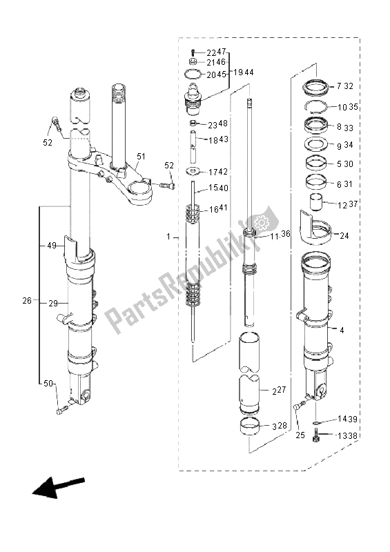 Todas las partes para Tenedor Frontal de Yamaha FJR 1300 AS 2006