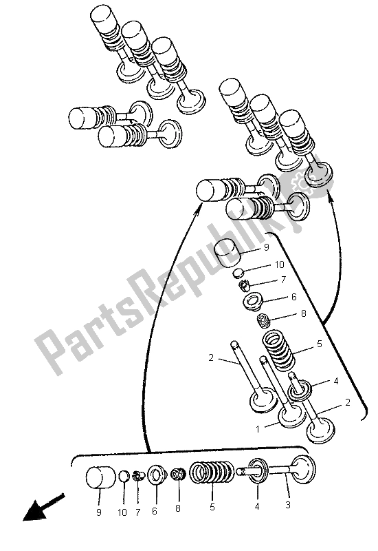 All parts for the Valve of the Yamaha TRX 850 1997