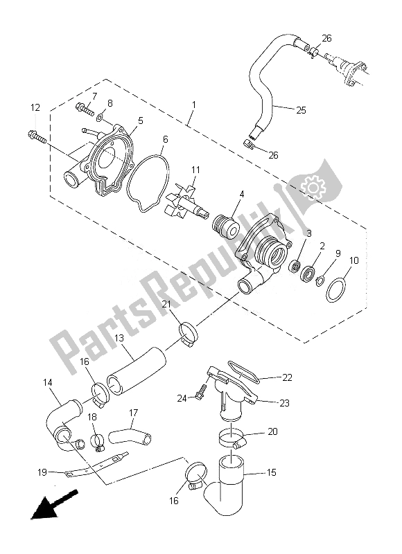 All parts for the Water Pump of the Yamaha XJ 6N 600 2014