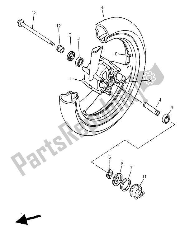 Toutes les pièces pour le Roue Avant du Yamaha YZF 600R Thundercat 2002