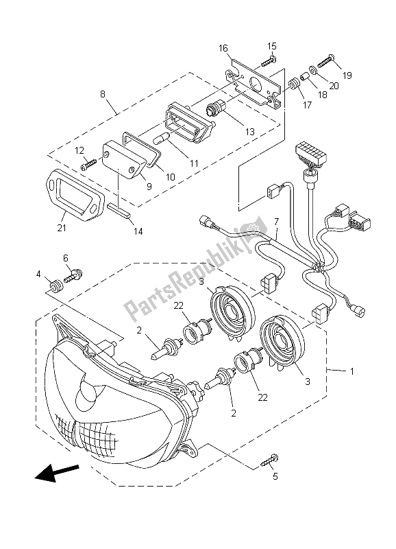 Alle onderdelen voor de Koplamp van de Yamaha TDM 900 2006