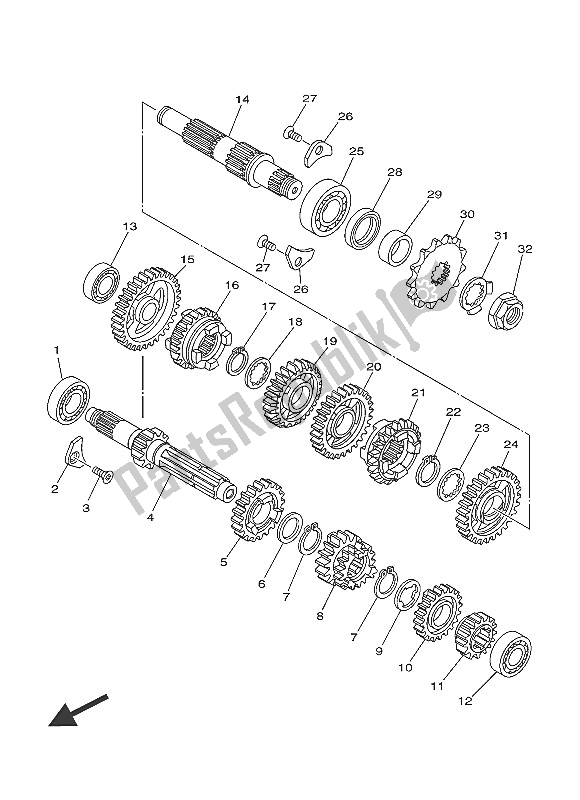 Wszystkie części do Przenoszenie Yamaha YZ 125 2016