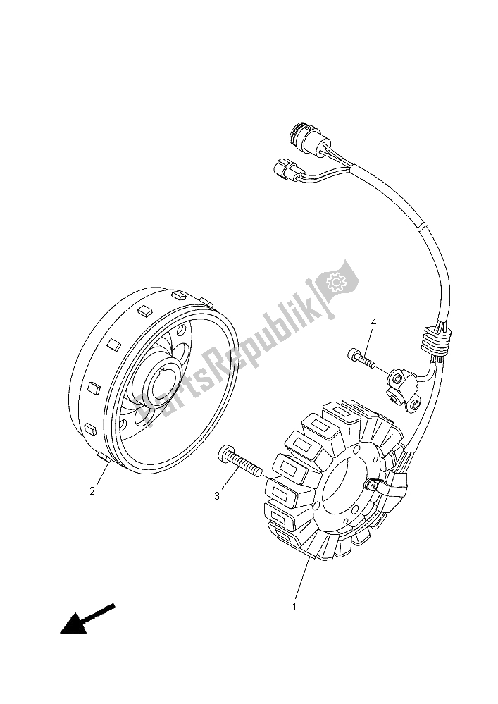 All parts for the Generator of the Yamaha YFM 700R 2015