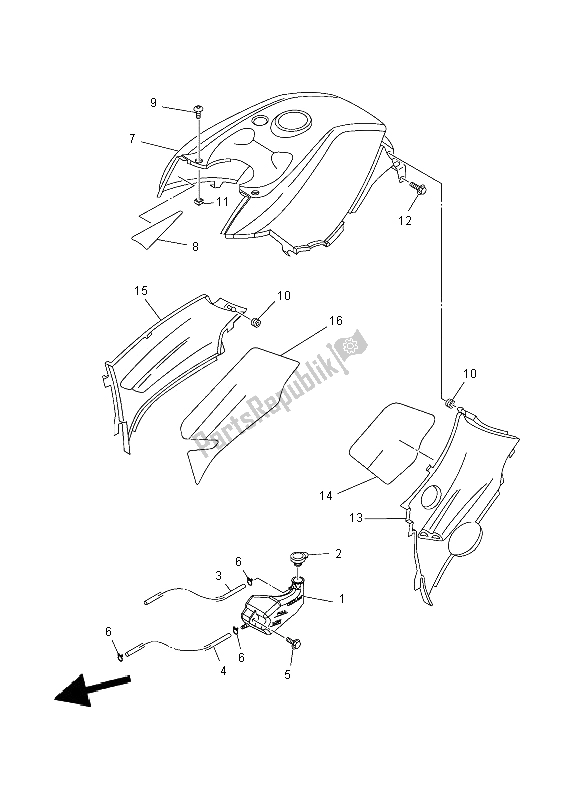 All parts for the Side Cover of the Yamaha YFM 450 Fwad IRS Grizzly 4X4 Yamaha Black 2014