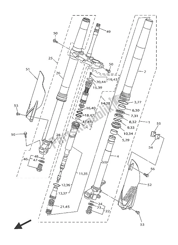 All parts for the Front Fork of the Yamaha YZ 250 FX 2016