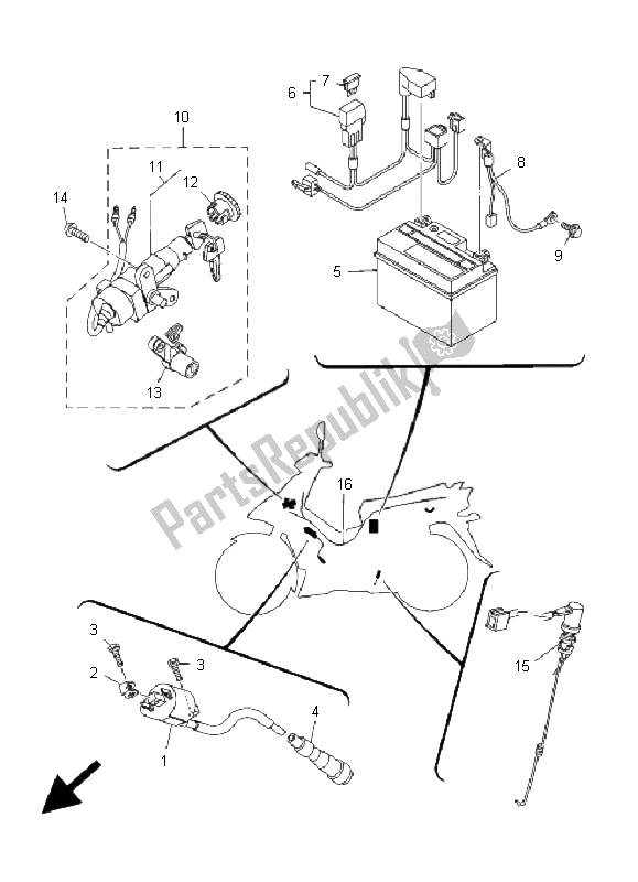 All parts for the Electrical 1 of the Yamaha T 135 FI Crypton X 2009