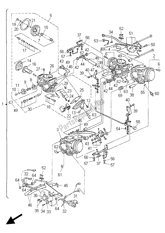 Todas as partes de Carburador do Yamaha XVZ 13 TF 1300 1999