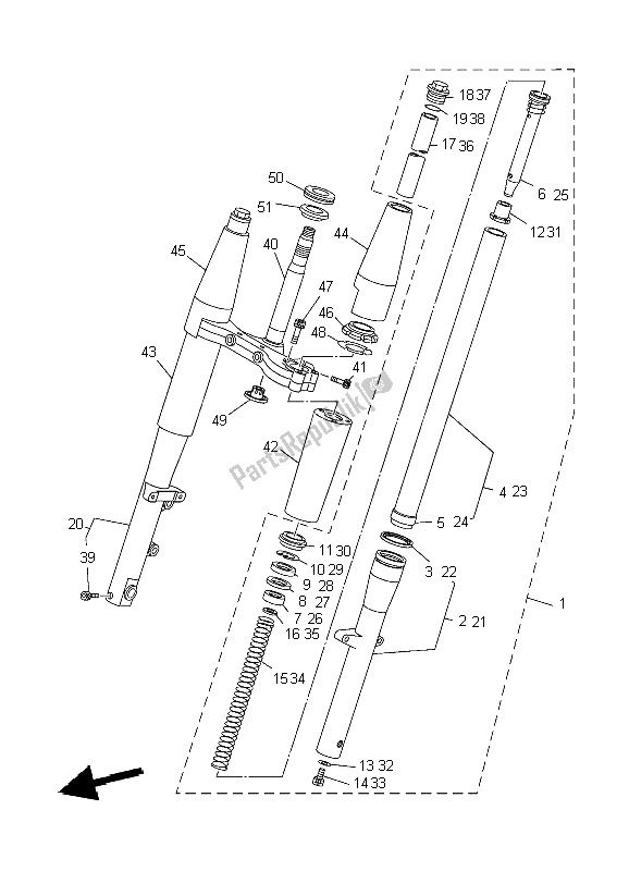 Tutte le parti per il Forcella Anteriore del Yamaha XVS 650A Dragstar Classic 2004
