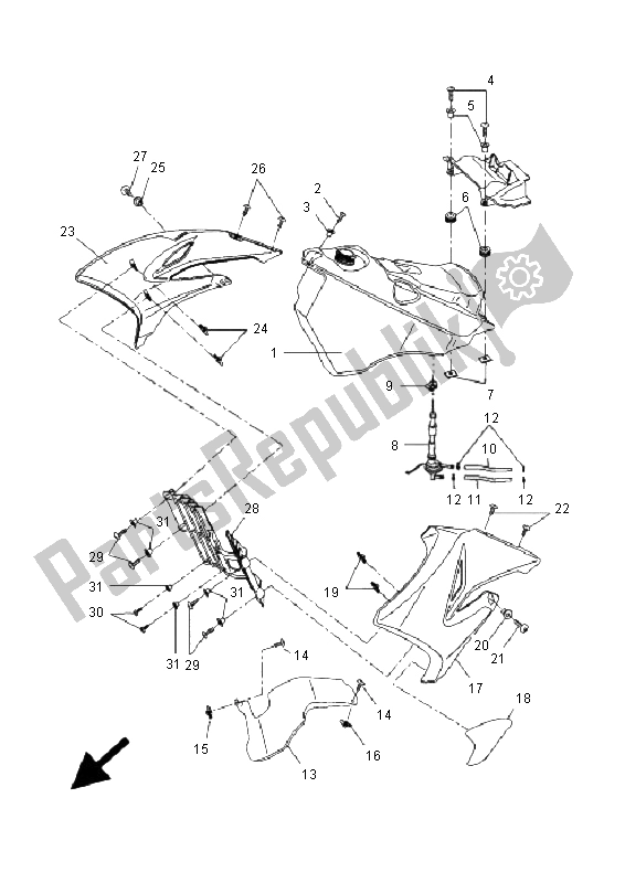 Todas las partes para Depósito De Combustible de Yamaha DT 50R SM 2009